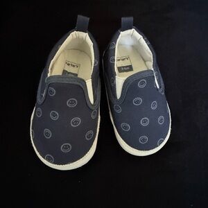 Carter's Dark Blue Baby Slip-On Shoes with Smiley Faces